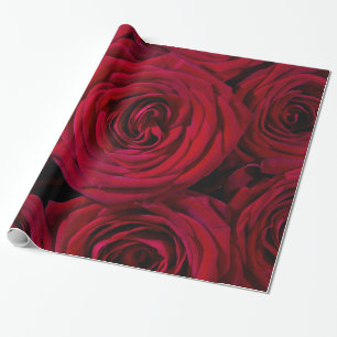 Abstrakter roter Rosengarten Elegante Flora Geschenkpapier
