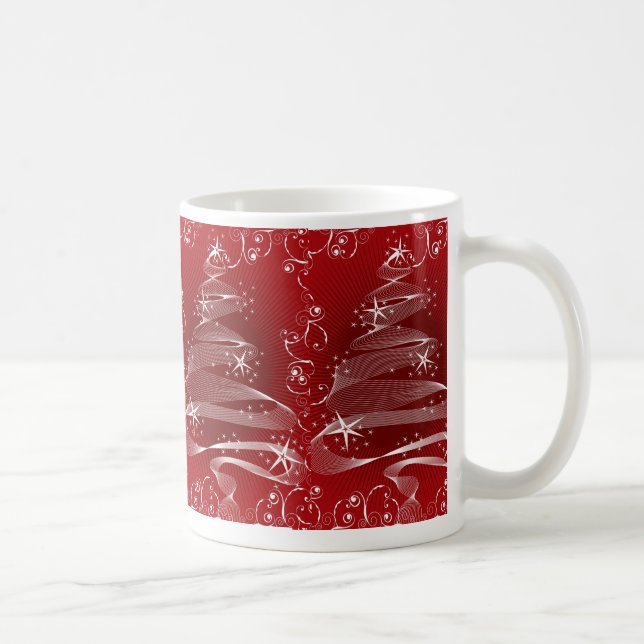 Abstrakter roter X'mas Baum u. Wirbels-Tasse Tasse (Rechts)