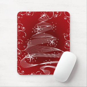 Abstrakter Roter X'mas Baum & Wirbel Mousepad