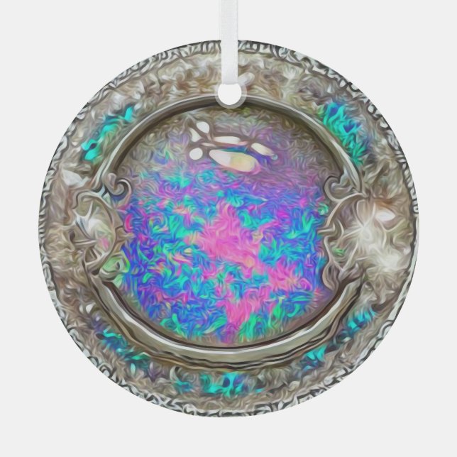 Abstrakter, runde, lackierte Opal-Edelstein Ornament Aus Glas (Vorderseite)