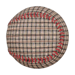 Abstrakter Rustikaler Burlap-Körbchen-Look Basebal Baseball
