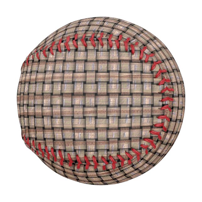Abstrakter Rustikaler Burlap-Körbchen-Look Basebal Baseball (Vorne Rechts)