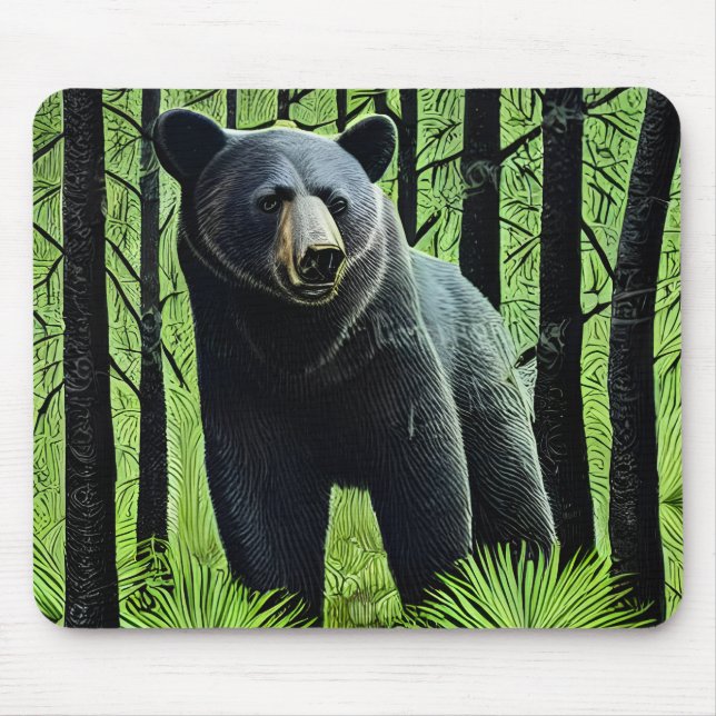Abstrakter Rustikaler Wildschwarzer Bär Mousepad (Vorne)