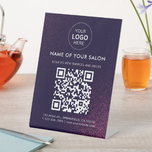 Abstrakter Salon-Geschäfts-QR-Code und Logo Sockelschild