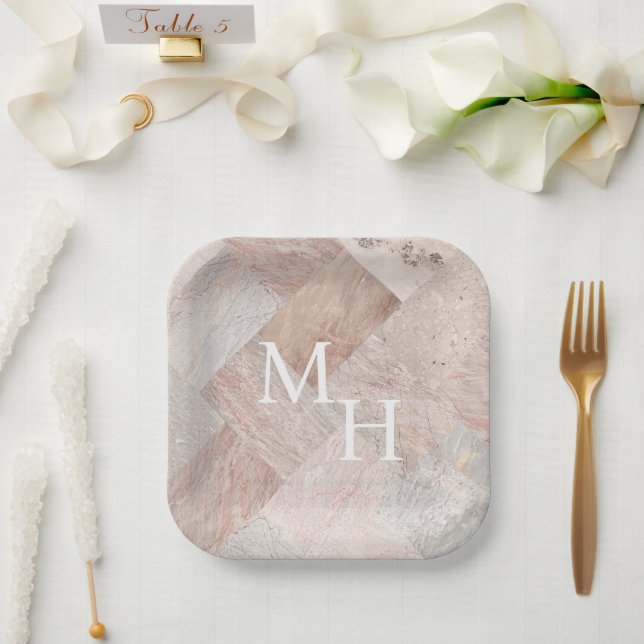 Abstrakter Sandstein Marble Pappteller (Hochzeit)