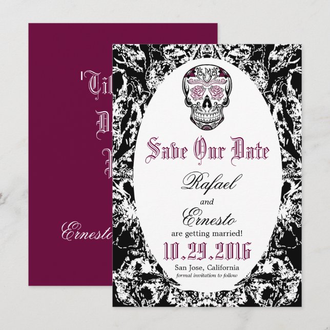 Abstrakter saurer Schädel Gothic Save the Date 4.5 Einladung (Vorne/Hinten)