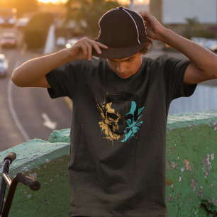 Abstrakter Schädel, Tintenfleck, Cyberpunk T-Shirt