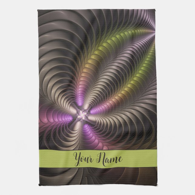 Abstrakter, schlanke, farbige 3D-Fraktal Geschirrtuch (Vertikal)