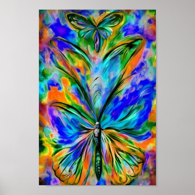 Abstrakter Schmetterling # 1 , Variante 1 Farbton Poster (Vorne)