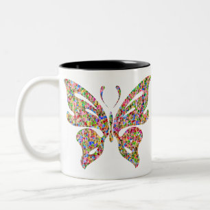 Abstrakter Schmetterling 2 Zweifarbige Tasse