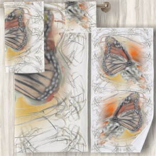 Abstrakter Schmetterling Badhandtuch Set