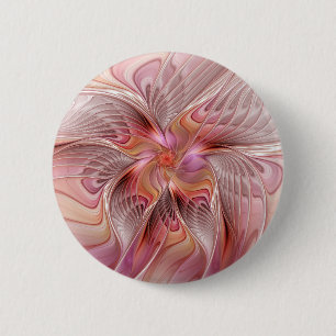Abstrakter Schmetterling Bunte Fantasy-Fraktal-Kun Button