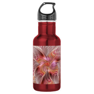 Abstrakter Schmetterling Bunte Fantasy-Fraktal-Kun Edelstahlflasche