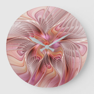 Abstrakter Schmetterling Bunte Fantasy-Fraktal-Kun Große Wanduhr