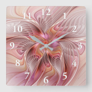 Abstrakter Schmetterling Bunte Fantasy-Fraktal-Kun Quadratische Wanduhr