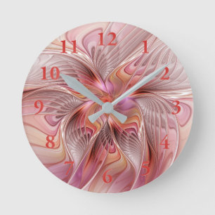 Abstrakter Schmetterling Bunte Fantasy-Fraktal-Kun Runde Wanduhr