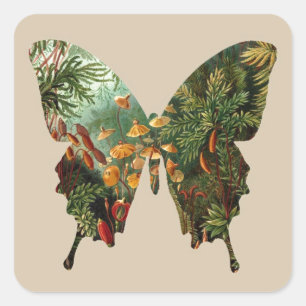 Abstrakter Schmetterling Quadratischer Aufkleber