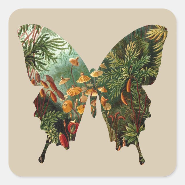 Abstrakter Schmetterling Quadratischer Aufkleber (Vorderseite)