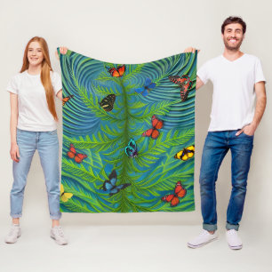 Abstrakter Schmetterlingsgarten Fleecedecke