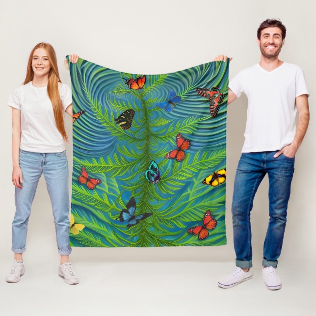 Abstrakter Schmetterlingsgarten Fleecedecke (Beispiel)