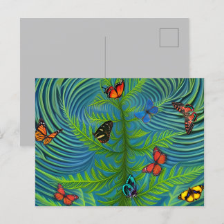 Abstrakter Schmetterlingsgarten Postkarte