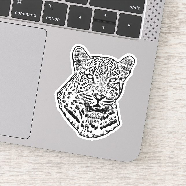 Abstrakter Schneeleopard Ursprüngliches Dschungelt Aufkleber (Detail)