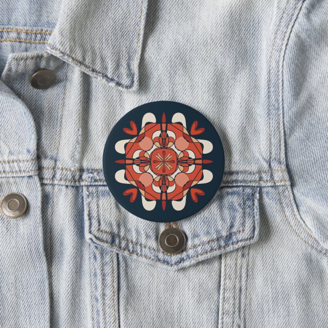 Abstrakter schöner Red Mandala Dark Blue Hintergru Button (Beispiel)