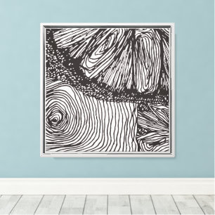 Abstrakter Schwarz-Weiß-Blumen-Linienkunst-Druck Leinwanddruck