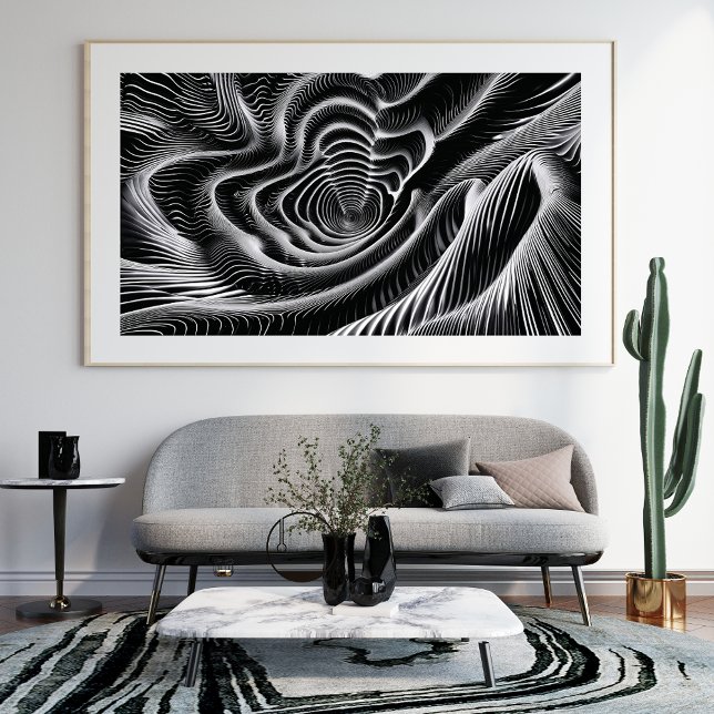 Abstrakter Schwarz-Weiß-Swirl Fotodruck (Von Creator hochgeladen)