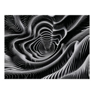 Abstrakter Schwarz-Weiß-Swirl Poster