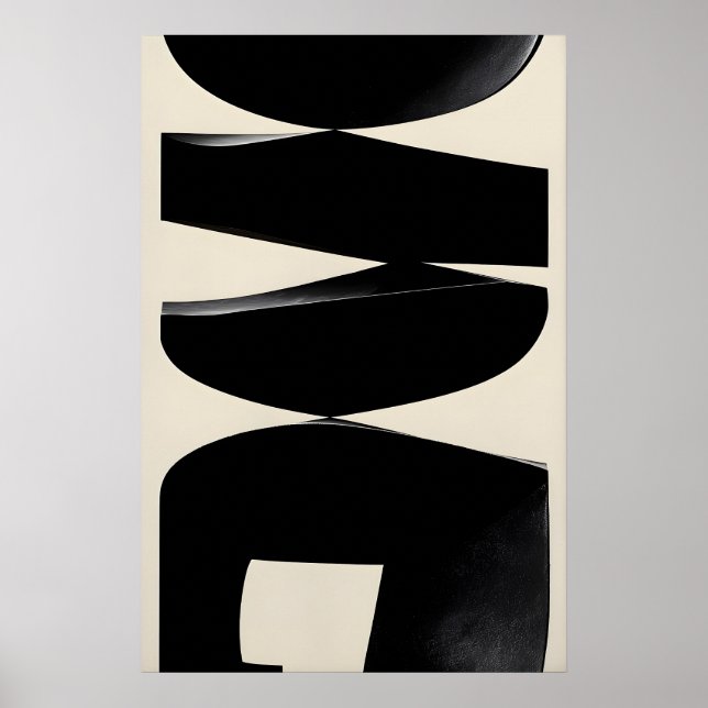 Abstrakter Schwarzer Formen Kunstprint Modernistis Poster (Vorne)