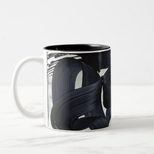 Abstrakter schwarzer Pinselstrich Monochrom  Zweifarbige Tasse