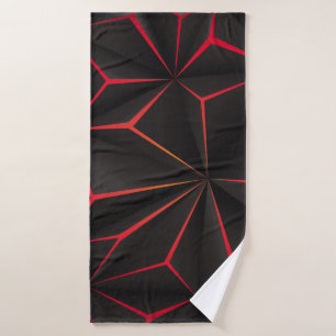 Abstrakter schwarzer Polygon-Rot-Licht-futuristisc Badehandtuch