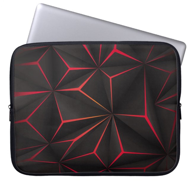 Abstrakter schwarzer Polygon-Rot-Licht-futuristisc Laptopschutzhülle (Vorderseite)