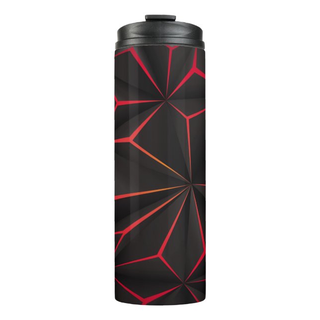 Abstrakter schwarzer Polygon-Rot-Licht-futuristisc Thermosbecher (Vorderseite)