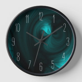 Abstrakter Schwarzer Rauch Swirl - Aquamarin Uhr