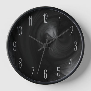 Abstrakter schwarzer Rauch Swirl - Dunkelgrau Uhr
