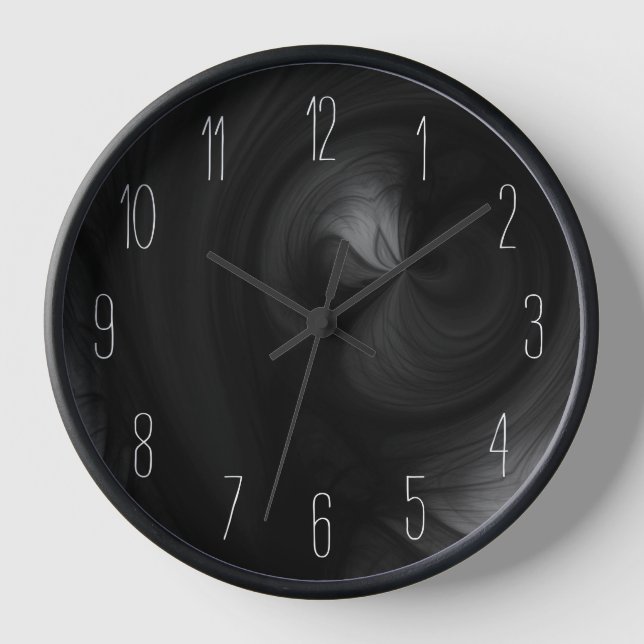 Abstrakter schwarzer Rauch Swirl - Dunkelgrau Uhr (Vorderseite)