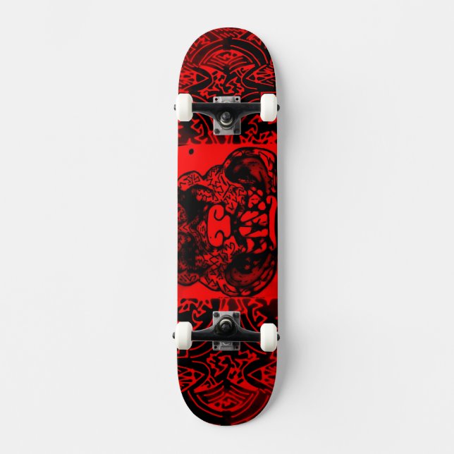 Abstrakter schwarzer/roter "Pitbull" Skateboard (Vorderseite)