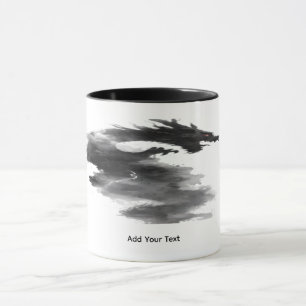 Abstrakter schwarzer Tintenrauch-Drache Fantasy-Ta Tasse