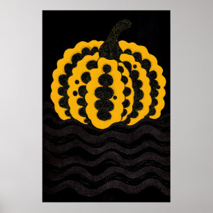 Abstrakter schwarzer und gelber Kürbisdruck modern Poster