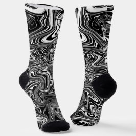 Abstrakter schwarzer und weißer Flüssig-Marmor Socken