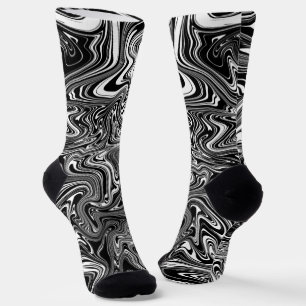 Abstrakter schwarzer und weißer Flüssig-Marmor Socken