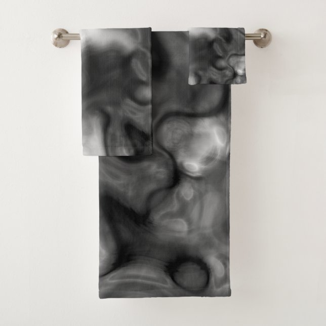 Abstrakter schwarzer und weißer Marmor Badhandtuch Set (Insitu)