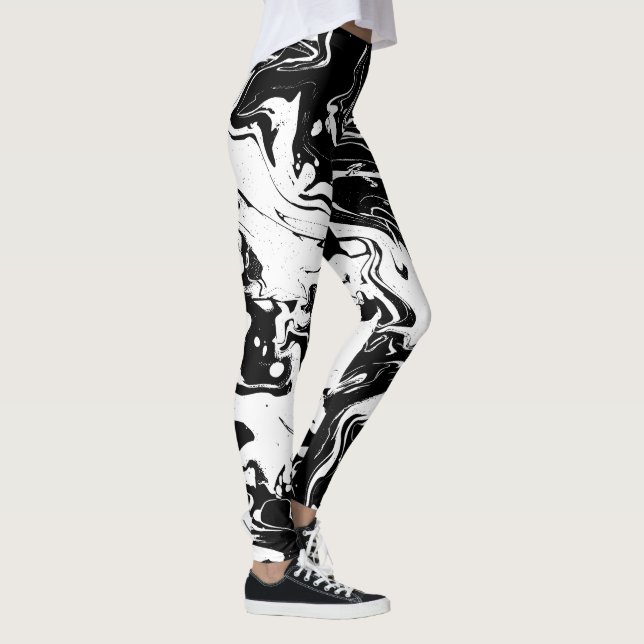 Abstrakter Schwarzweiss-Wirbel - Leggings (Rechts)