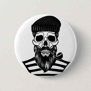 Abstrakter Seemann-Schädel-Knopf Button