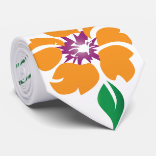 Abstrakter Single Orange Blume und Leaf Krawatte