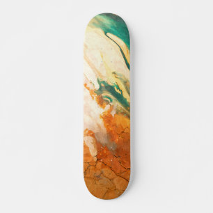 Abstrakter Skateboard Cracked Earth Teal Orange