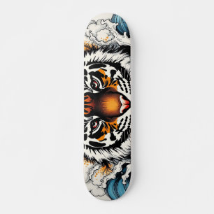 Abstrakter Sketch Tiger im Wasser Skateboard