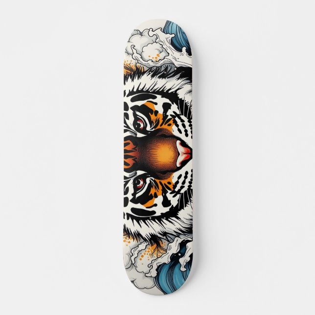 Abstrakter Sketch Tiger im Wasser Skateboard (Vorne)